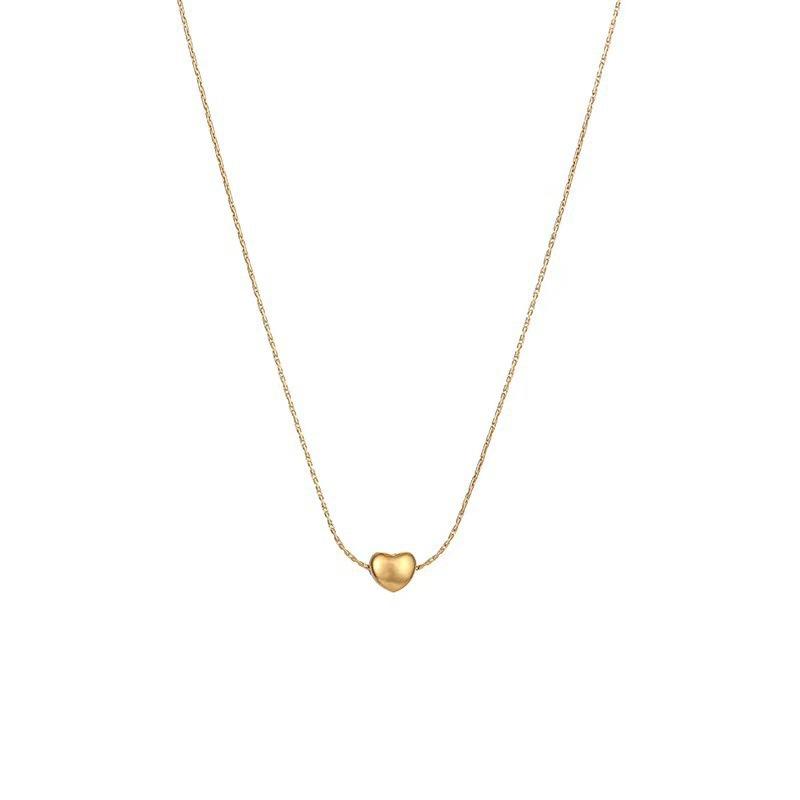 Waterproof Stainless Steel Mini Small Heart Pendant Necklace for Women Girls Vintage Collar Clavicle Chain Jewelry Birthday Gift