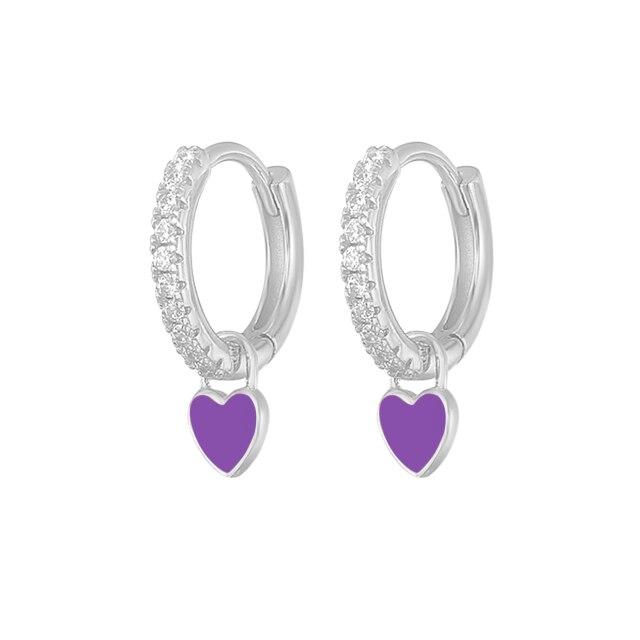 925 Silver Huggie Heart Hoop Earrings for Women Geometric Love Earring Crystals Zircon Piercing Silver Jewelry Girls