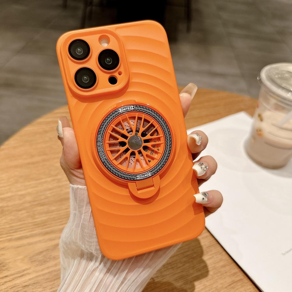 PC Oil-sprayed Wavy Phone Case Suitable for IPhone16, Apple 15ProMax Gyroscope Stand 14 Drop Protection Case