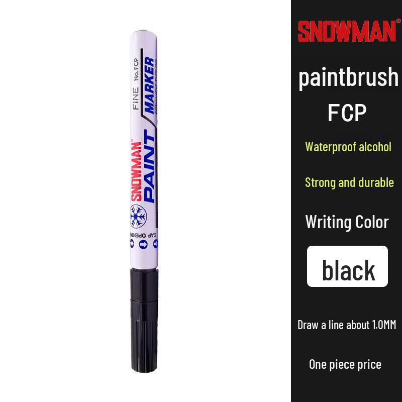 Alcohol-Resistant Snowman Paint Marker 1.0mm, Black & White, Fade-Proof, Low Halogen Touch-Up Pen