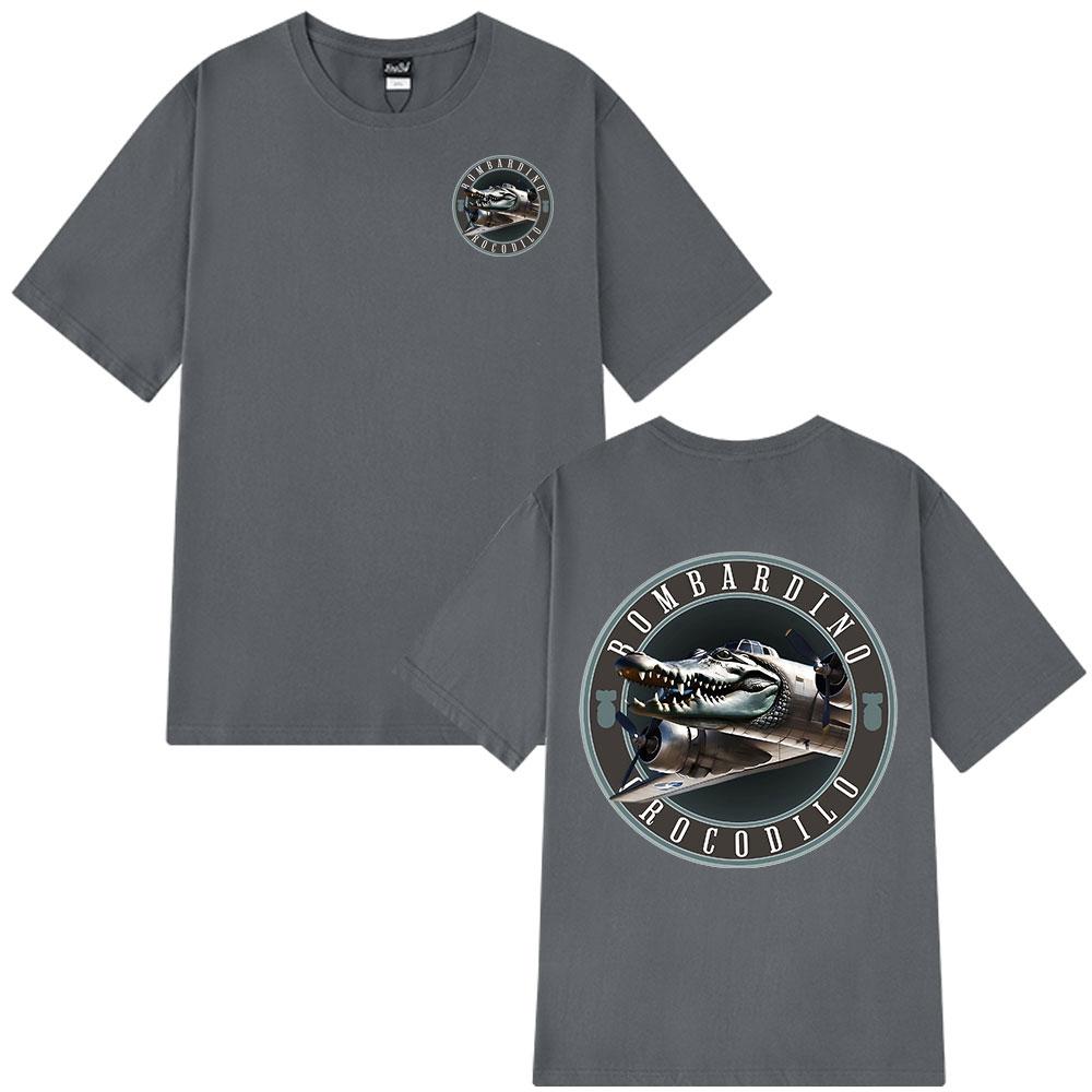 Bombardiro Crocodilo T-shirts Italian Brainrot Funny Meme Crocodile Plane Bomber T-shirt Men Women Cotton Short Sleeve T Shirts