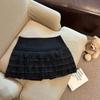 Women's Y2K Style Black Ruffled Lace Mini Skirt High Waist Tiered Pleated Short Skirt Casual Party Bottoms
