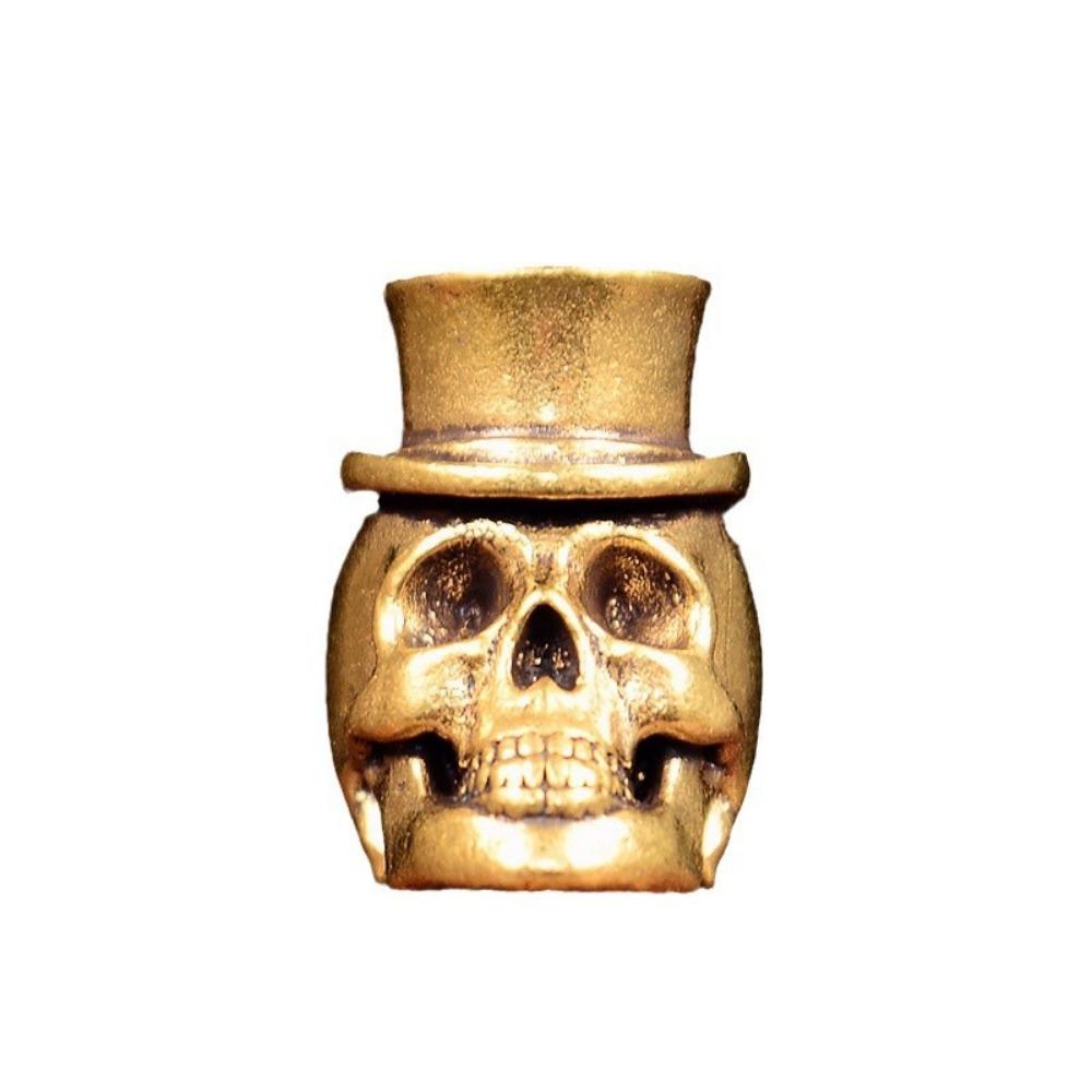 Hatted Skull Head Brass Knife Beads EDC DIY Woven Bracelets Lanyard Pendants Accessories Outdoor Tool Hangings Charms