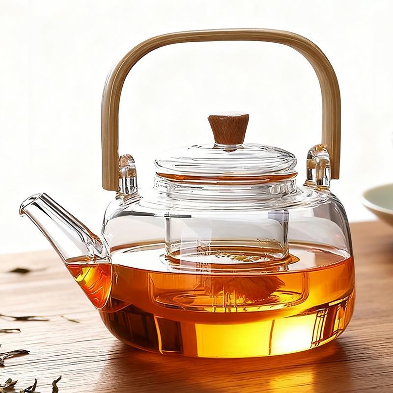 Набор стеклянных чайников, бытовой высокотемпературный утолщенный взрывозащищенный кипящий чайник, чайник с разделением чая