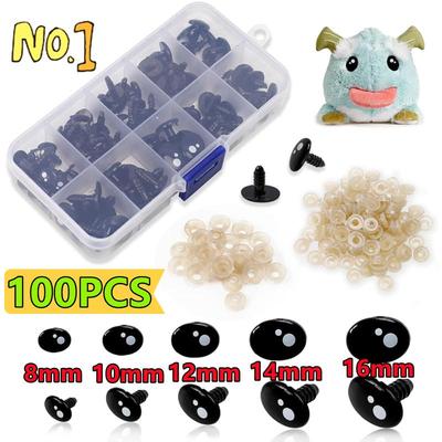 100PCS 8-16mm Plastic Safety Eyes DIY Craft Supplies Plush Toys Stuffed Dolls Accessories Amigurumi Eyeballs Cartoon Eyes Decor