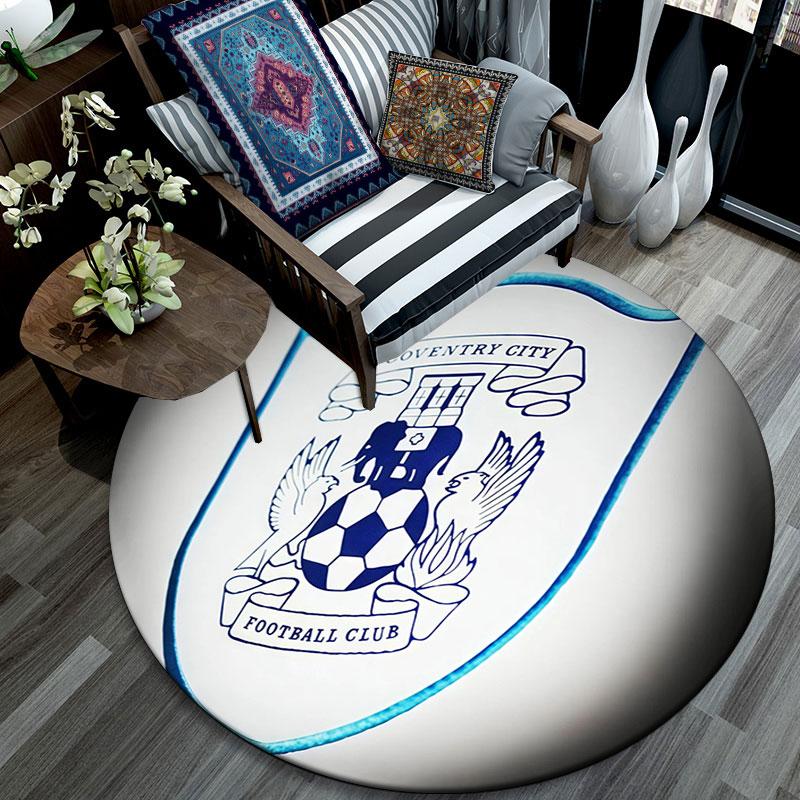 Coventry City logo pattern round rug,Carpet Rug for Living Room Bedroom Playroom ,Non-slip Floor Mat,Holiday Gifts and Birthday Gifts.