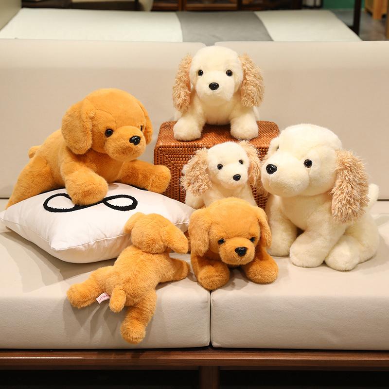 Liegender Golden Retriever Hund Plüschtier Super Realistische Simulations Hundepuppe Weiches und Niedliches Haustierkissen Kindergeschenk Geburtstag C