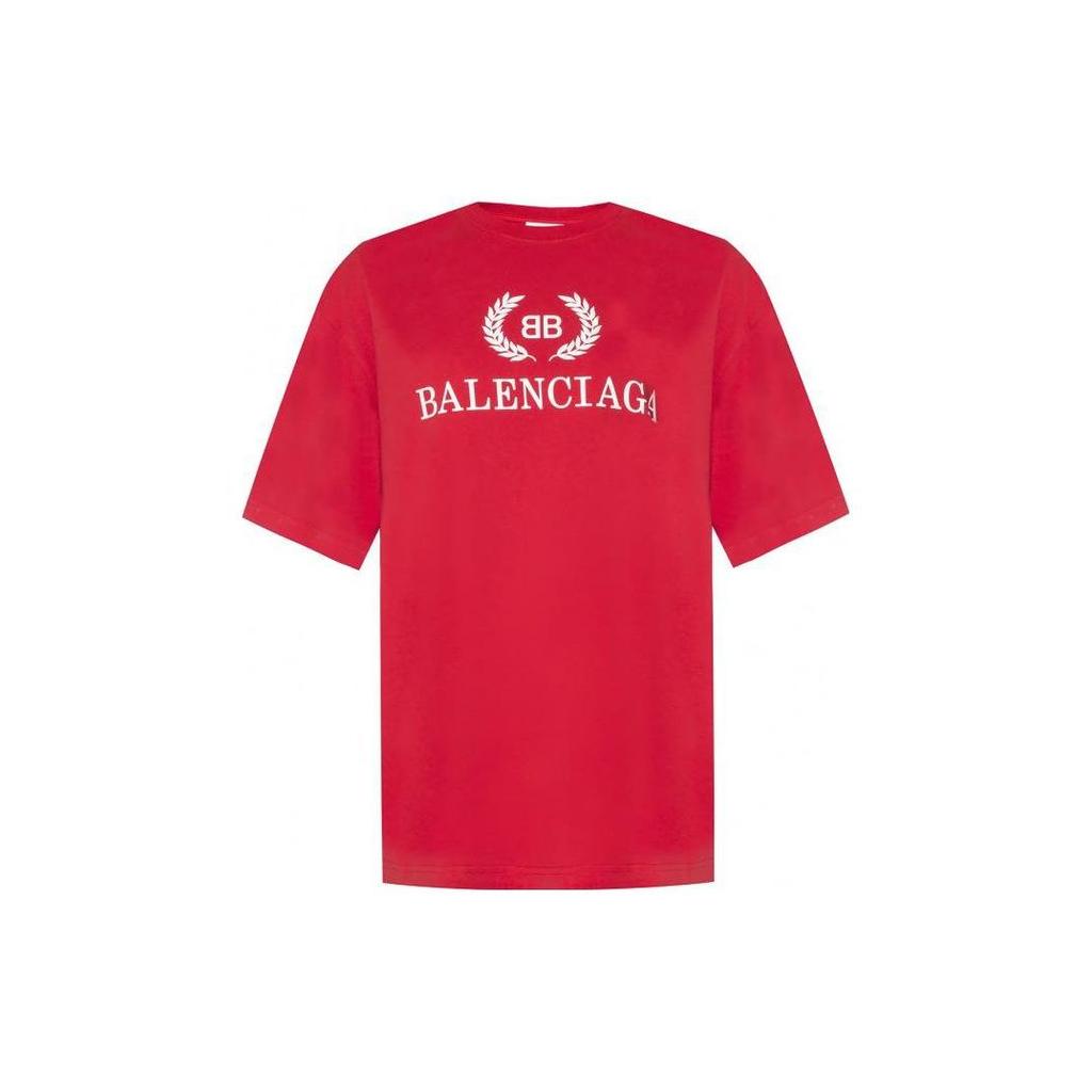 Balenciaga T Shirts Men's Red Crew Neck Moderate Straight Fit 544271TCV256400