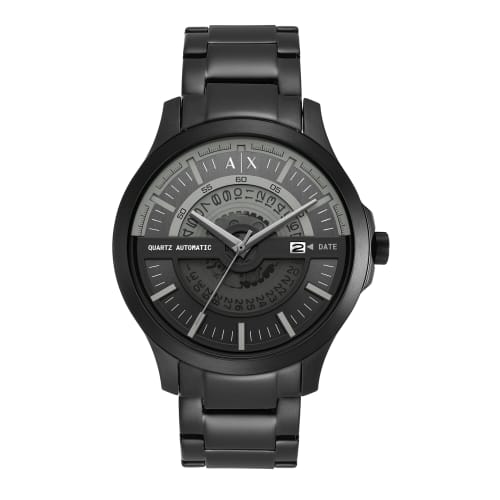 Armani Exchange Automatic Quartz Three-Hand Date Black Stainless Steel Watch