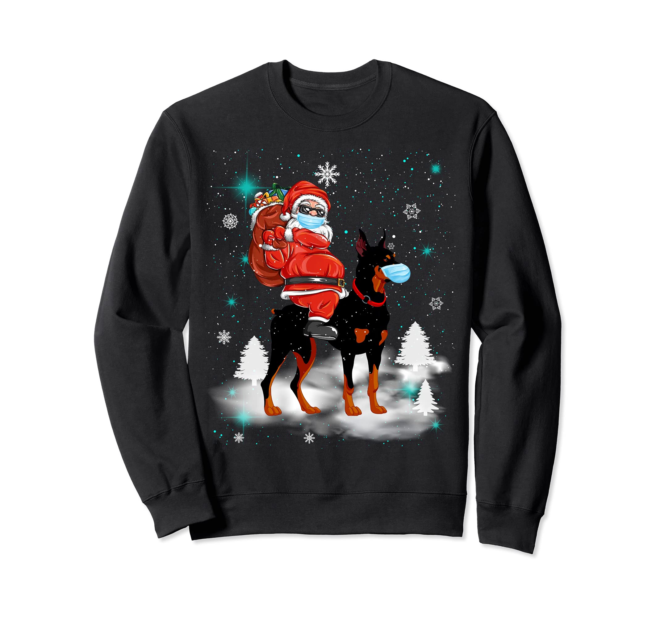 

Giant Guard Dog Christmas Riding Santa Quarantine Pajama Sweatshirt чёрный