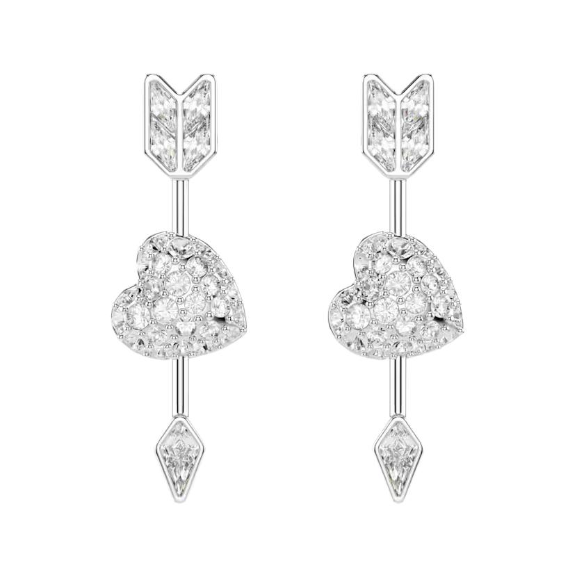 Swarovski Idyllia Water Drop Shape Heart And Arrow Cubic Zirconia Earrings Unisex earrings White 5749602 Box (Random Color)