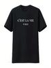 C'est La Vie Tričko Estetické Minimalistické To je život Vintage Prané Unisex Móda Mírně Stylové Designové Oblečení Měkké