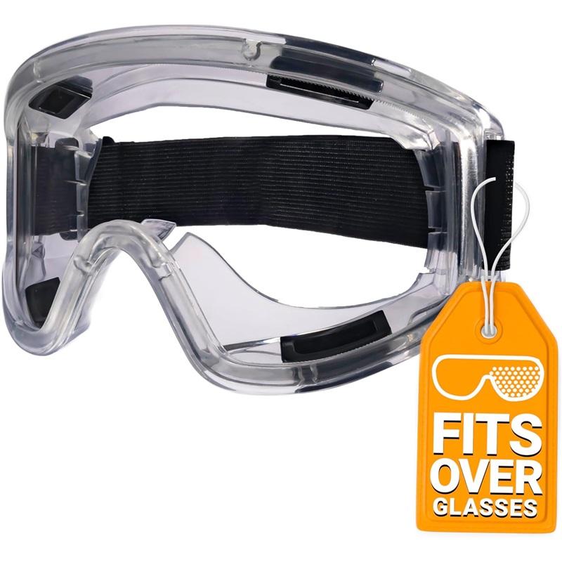 Anti-Fog Safety Goggles Fits Over Glasses, Impact & Splash Resistant for Work Industrial Lab Use