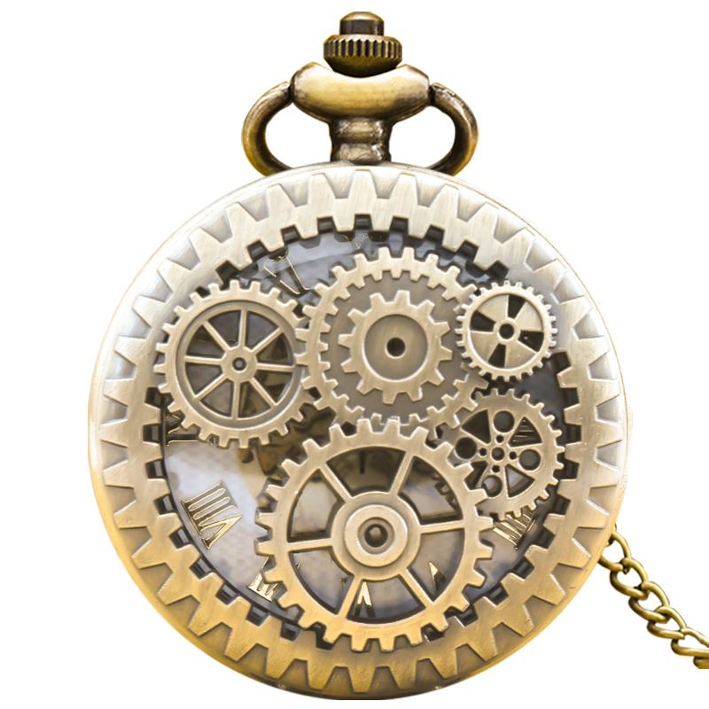 

Винтажные бронзовые стимпанк полые кварцевые карманные часы ожерелье кулон часы цепь для мужчин и женщин подарок