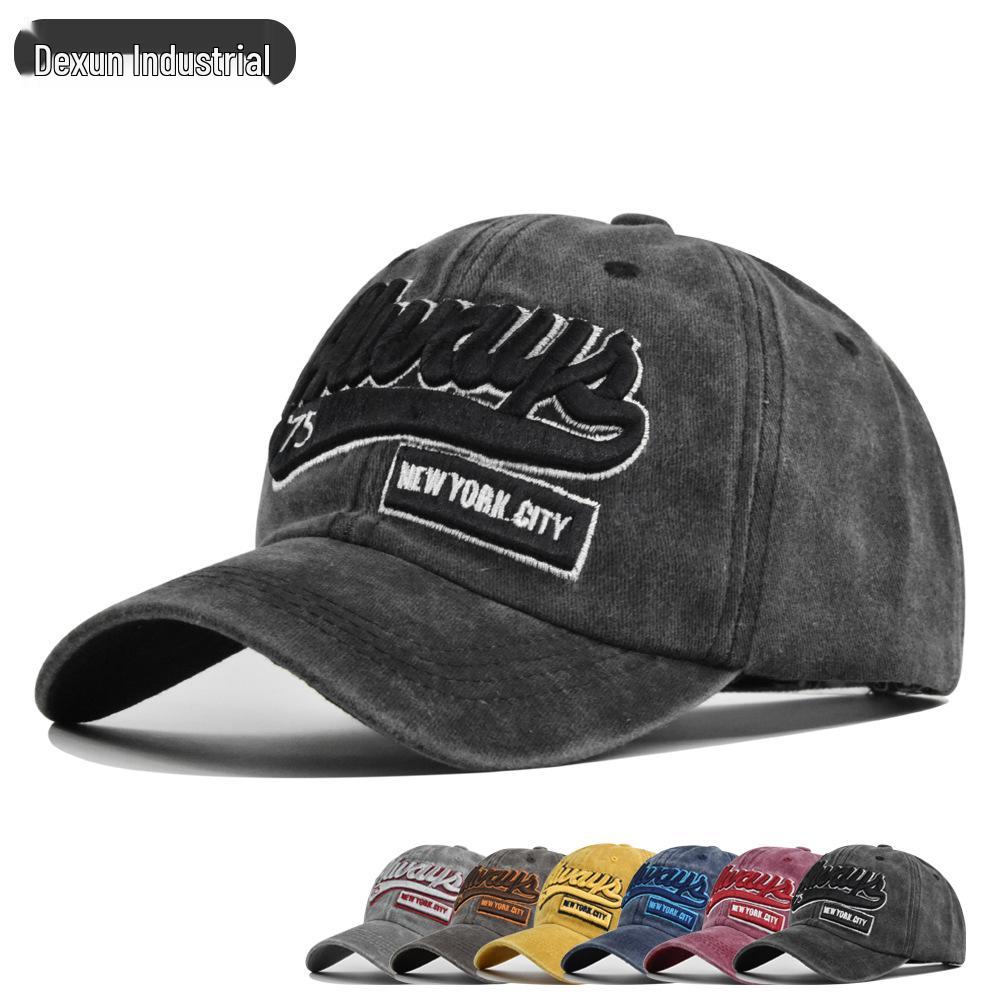 3D Embroidered Vintage Baseball Cap - Unisex Washed Sun Hat with Duckbill Design