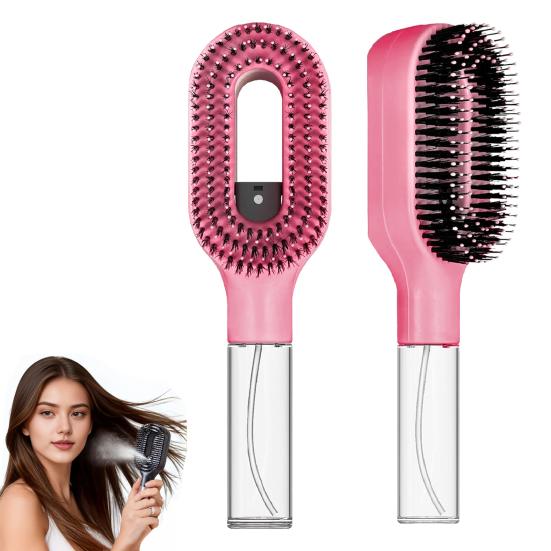 Brosse à Cheveux Vaporisatrice 2-en-1 avec Pulvérisateur d'Eau Intégré pour Cheveux Bouclés Ondulés Lisses Démêlage Cheveux Humides Secs Pratique pour le Voyage Peigne Anti-Frisottis