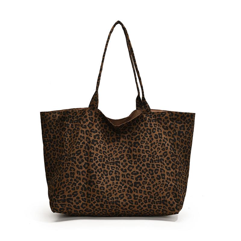 Autumn/Winter 2025 Leopard Print Canvas Tote - Large Capacity Mommy & Shopping Shoulder Bag