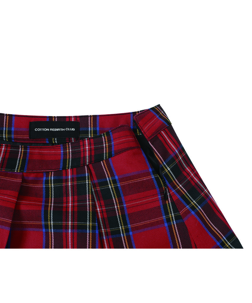 Cotton Rivers Club Layered Check Skirt (Red)
