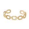 DIEYURO 316L Stainless Steel Women Bangles Fashion Square Link Hollow Out Bangle Vintage Gold Color High Quality Zircon Gift