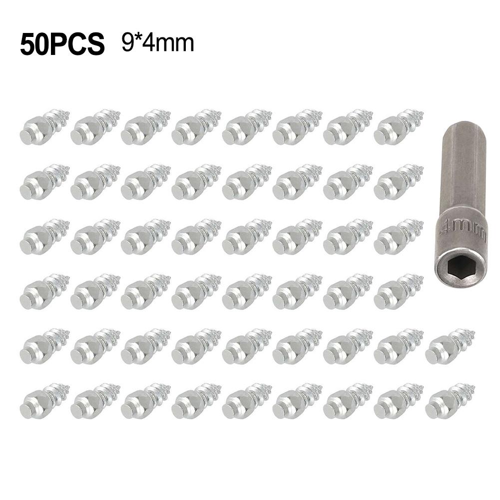 

50PCS Tire Carbide Screw Spikes Skid Nails Anti-Slip Car Motorcycle ATV+Tool 50PCS Tyre Repair Nail Repair Rubber Screws 12x4mm