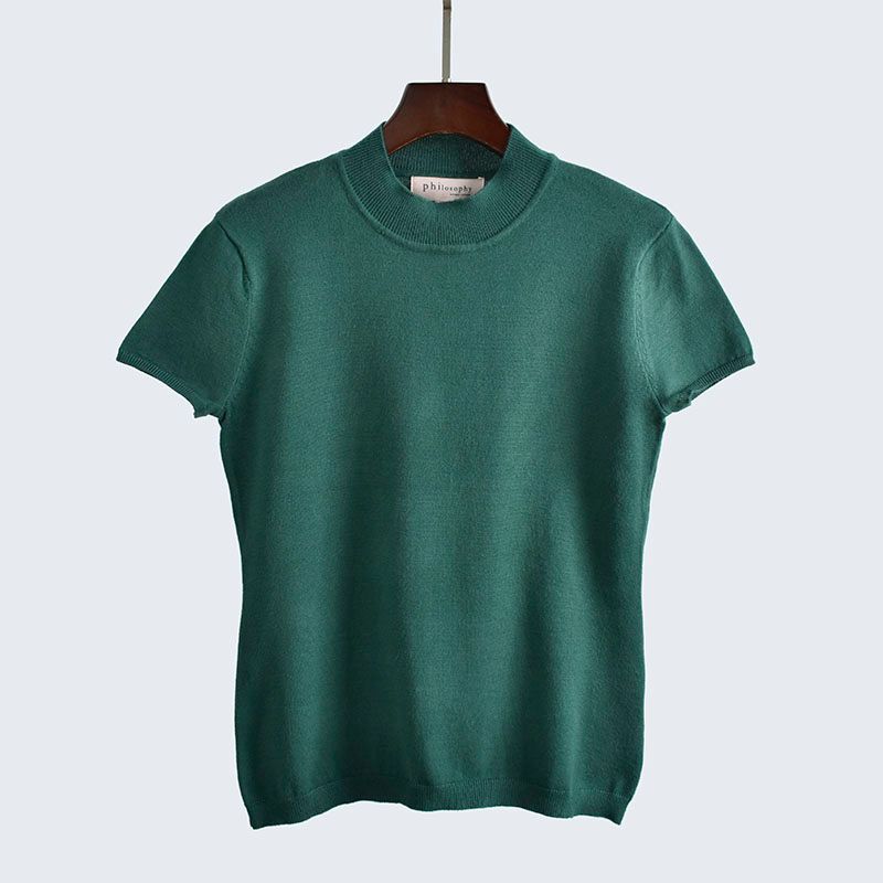 

Иностранные товары Край Одинарный Мода Весна и Осень Полуводолазка Нежный Мягкий Клейкий Высокая Эластичность Вязаный Свитер Короткий Рукав Базовые Топы для Верховой Езды Dark green M