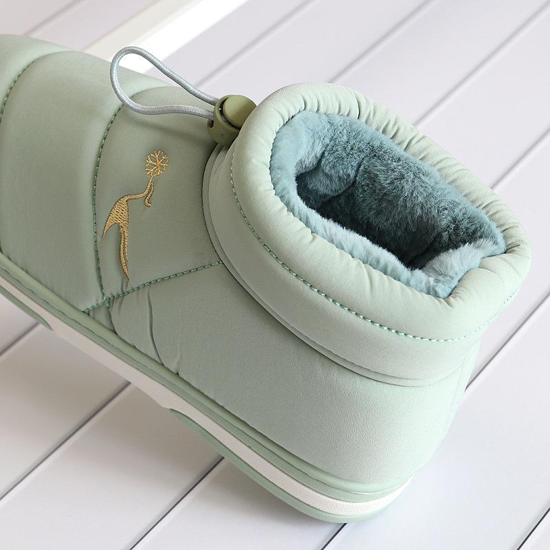 Women's Winter Warm Plush High-Top Cotton Slippers with Heel and Thickened Sole for Postpartum and Indoor Use