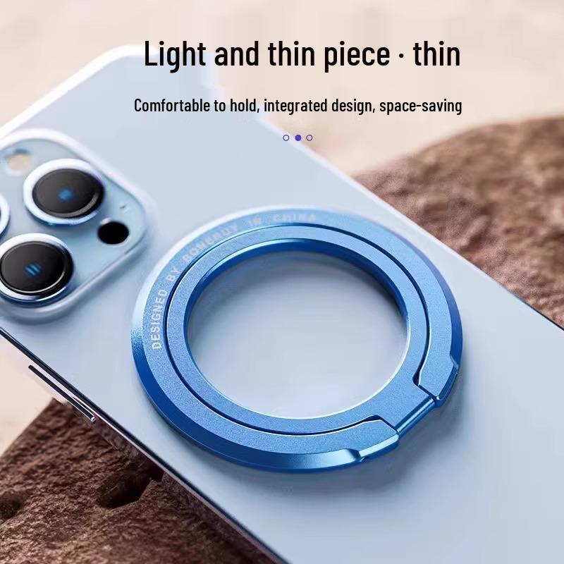Ultra-Thin MagSafe Magnetic Phone Holder - Metal Folding Desktop Stand with Strong Suction and Finger Ring Buckle