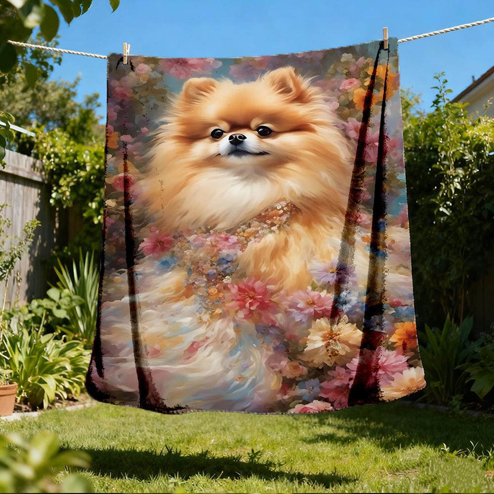 1pc Floral Dress Outdoor Flannel Blanket , Machine Washable Perfect Gift for Birthday , Holiday Travel Accessory , Durable Material