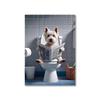 1 Stück rahmenloses lustiges Tier liest Zeitung auf der Toilette Poster Leinwandbild Affe Hund Schwarze Katze Badezimmer Wandkunst Heimdekoration