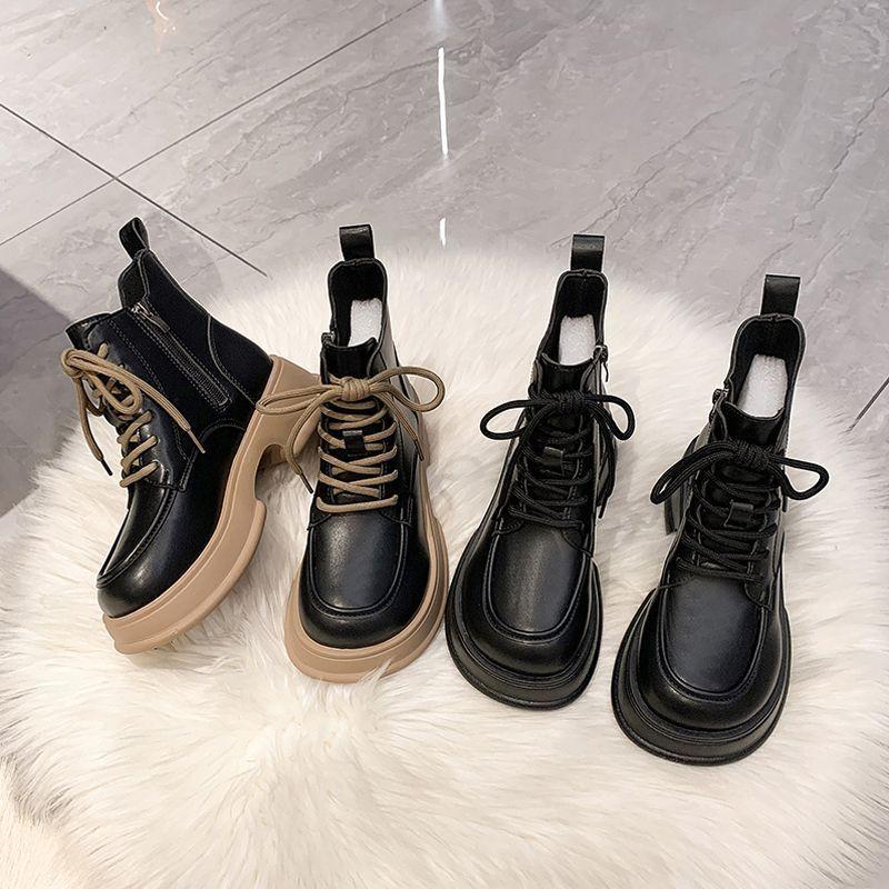 Thick-soled heightening British style Martin boots women's 2025 autumn and winter new small versatile short boots knight boots ins tide