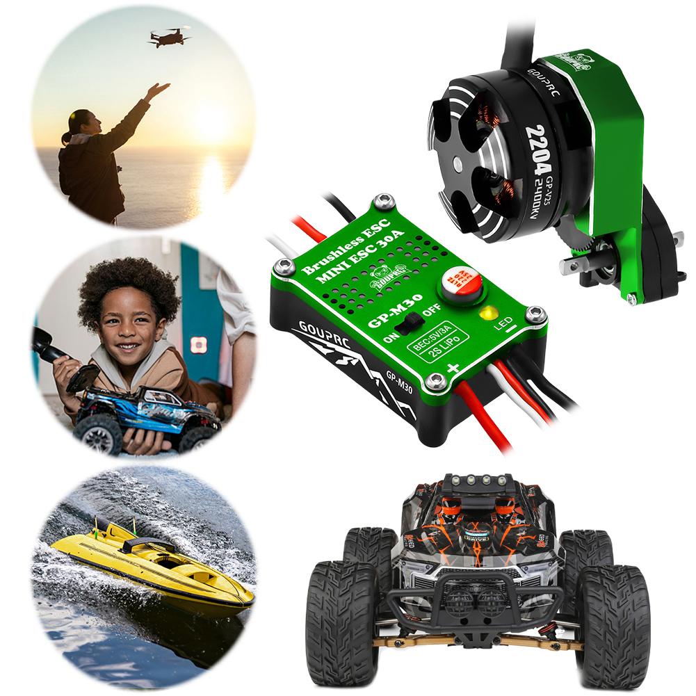 2204 2400KV Brushless Outrunner Motor W/ Transmission & 30A ESC for SCX24 RC Crawler Axial 1/24 RC Car Truck