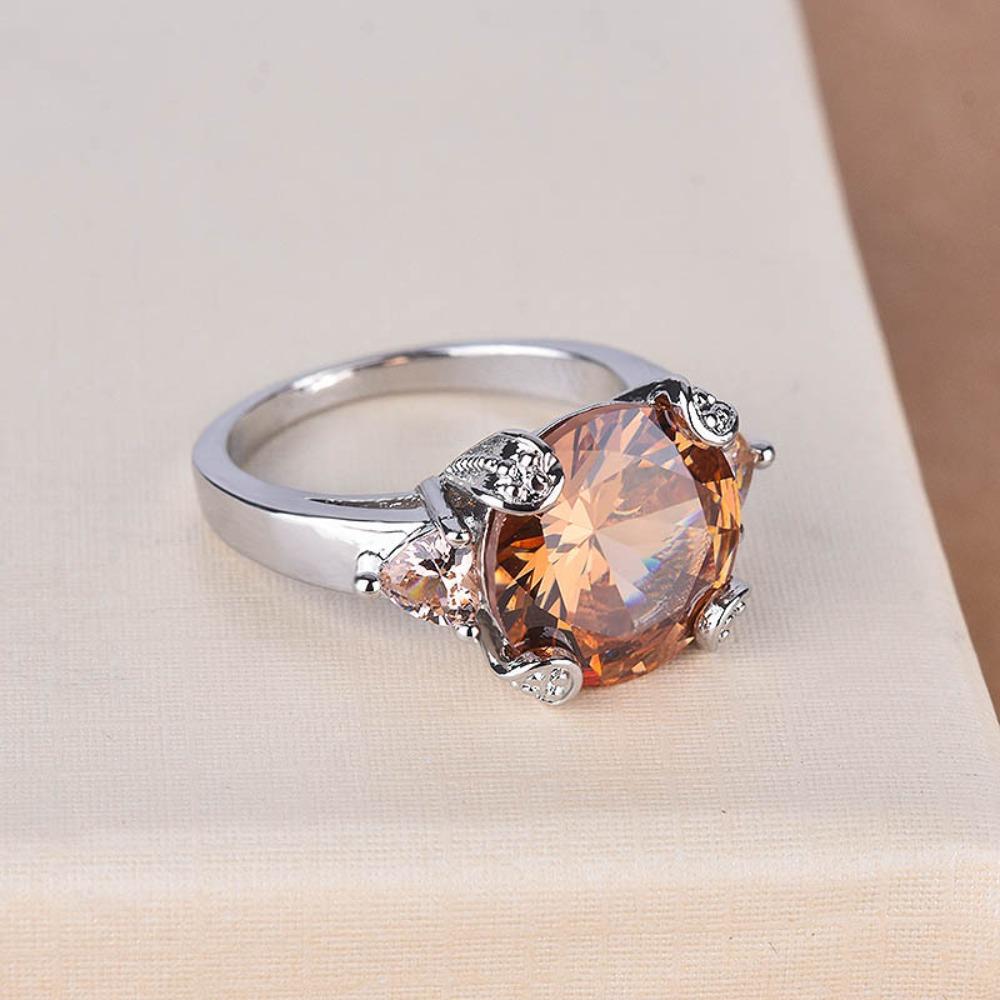 Champagne Morganite Ring Elegant Engagement Ring for Women Fashion Jewelry Gift