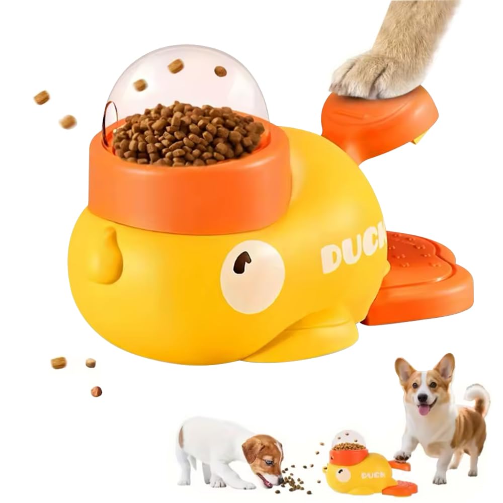 UrbanPulse Automatic Feeder, 2-in-1 Pet Feeder Toy, Yellow Duck Pet Feeder, Educational Toy for Dogs and Cats, Self-Play, Fun, Time-Killing, Prevents