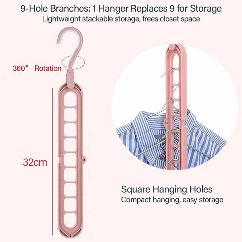 3pcs Multifunctional Hangers Heavy Duty Space Saving 9 Holes Clothes Organizer Wardrobe Hangers Save Wardrobe Space YG002