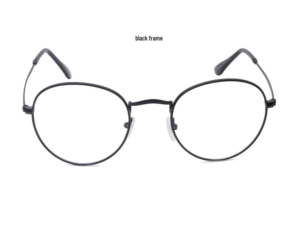 Retro Metal Round Patterned Edge Eyeglasses 3447 - Trendy Harajuku-Inspired Plano Glasses