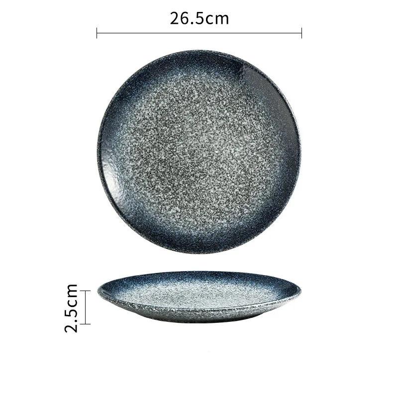 Multifunction Black Ellipse Circle Dinner Plate Under-Glazed Ceramic Dessert Tray Steak Pasta Dish Dinnerware Microwave Safe