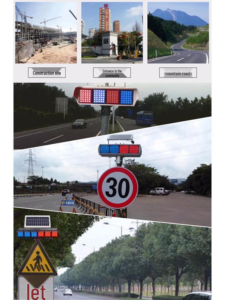 Quxing Solar LED Red Blue Strobe Signal Light for Municipal Road Construction