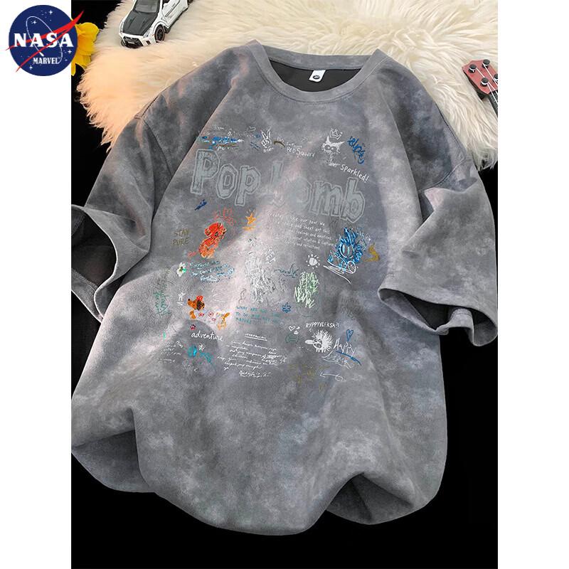 NASA MARVEL Men s Tie-Dye Loose Short Sleeve T-Shirt L (100-120 jin)
