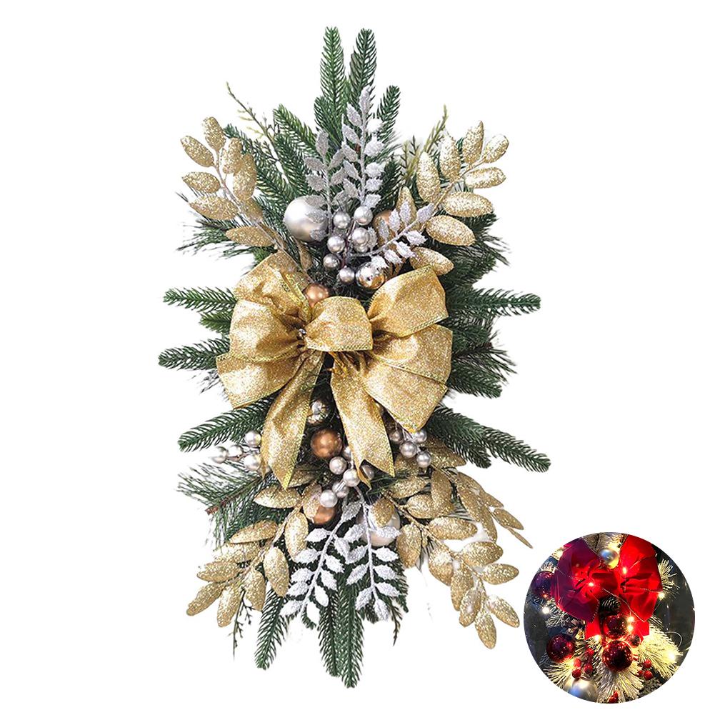 Christmas Wreath Pendants without/with Light Atmosphere Decorative Stair Garland Home Door Window Ornaments Party Supplies Gift
