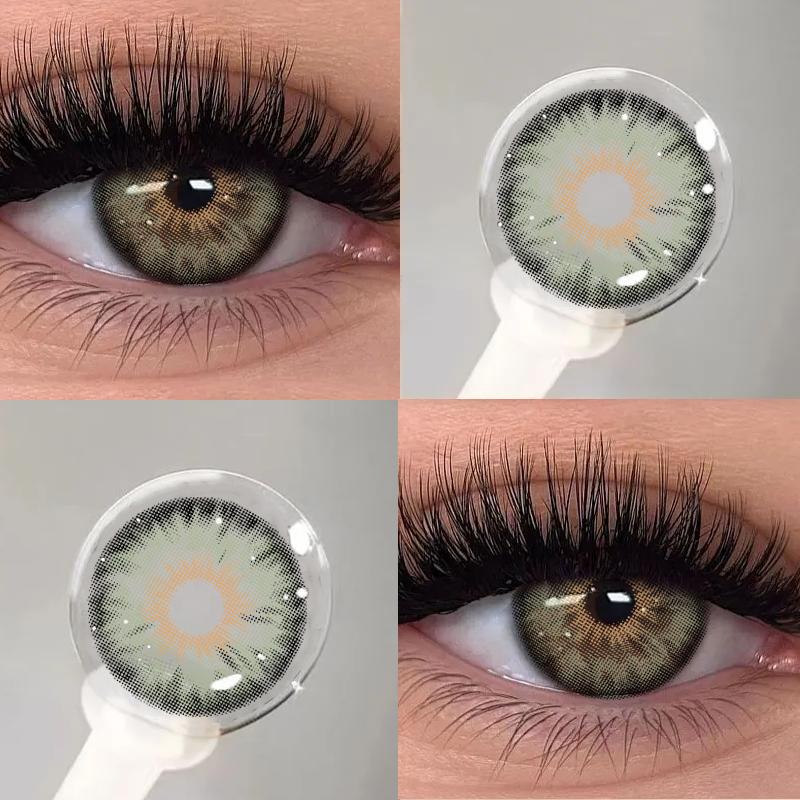 

Цветные контактные линзы Mill Creek 2 шт. Клеопатра зеленый/коричневый/серый 14.2 мм Годовые контактные линзы при близорукости с диоптриями (0-8.00) 0.00 кислотные зеленого