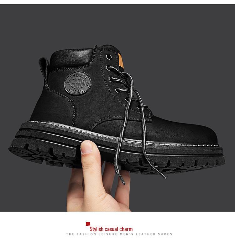 Men's 2024 Yellow High Top Winter Desert Work Boots with Cotton and Velvet Lining for Snow.
