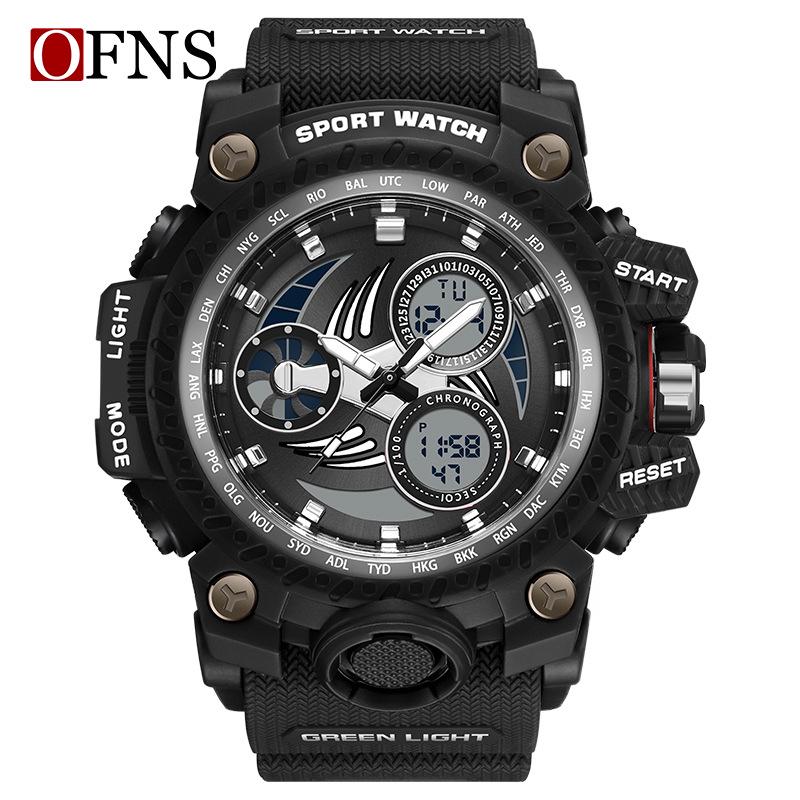 SANDA Men's Multi-function Dual Display Waterproof Sports Alarm Watch