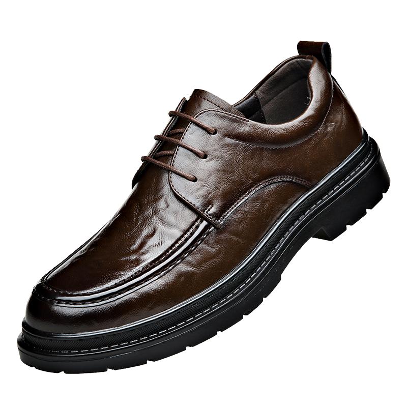 Men'S Shoes New Spring And Autumn British Style Leather Shoes Men'S Business Dress Big Head Cowhide Work Non-Slip Casual Shoes