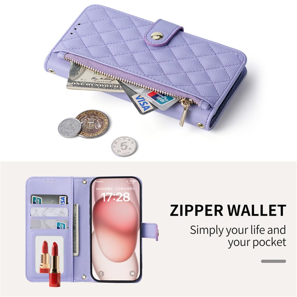 Crossbody Strap Leather Phone Case for Samsung Galaxy S25 FE S23 Ultra S24 Plus Flip Zipper Wallet Card Protect Cover Coque