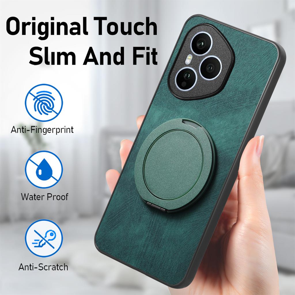 For Honor 400 Pro 5G (Global) Phone Case with Rotating Kickstand Stress Relief Retro Leather Back Cover