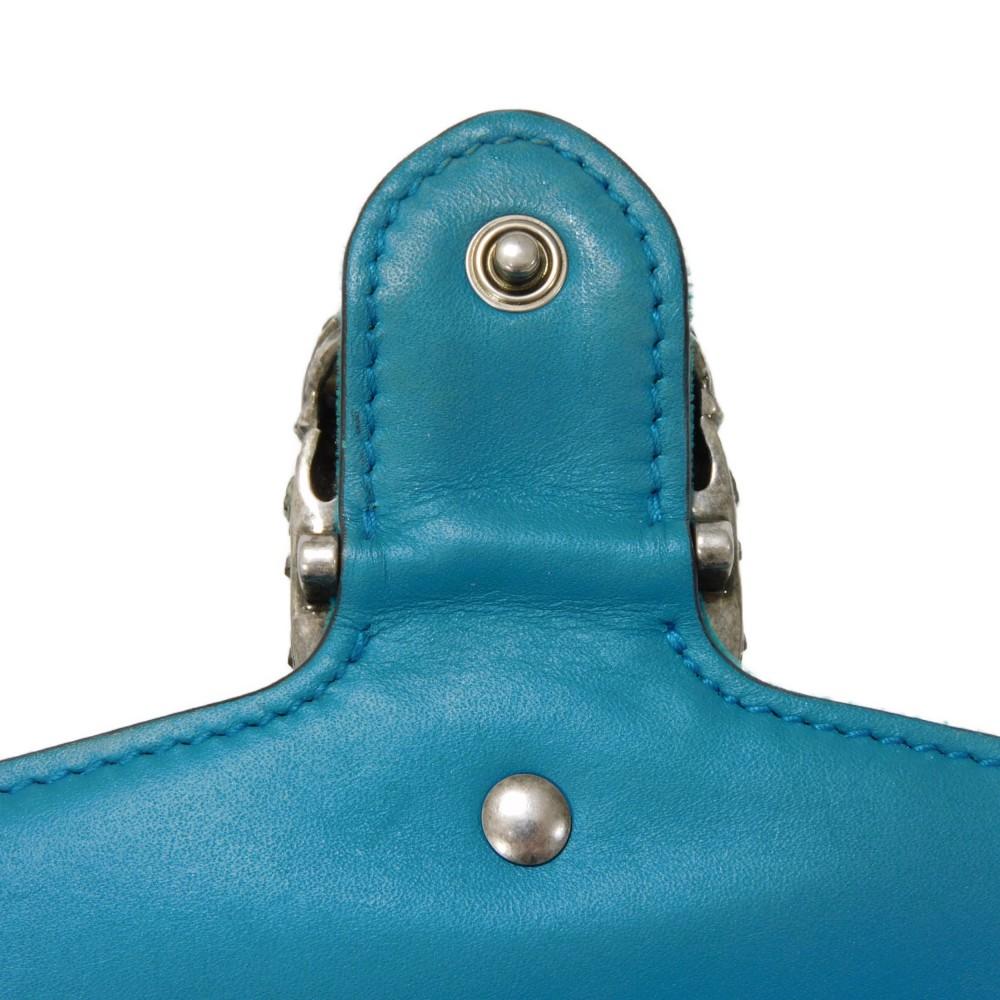 Used Dionysus Super Mini Bag 9539 476432 K4DNN 4471 7921 Tiger Head Crystal Velvet Turquoise Women's from Japan