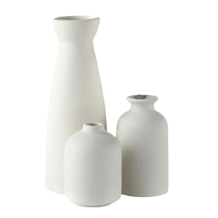 

Ceramics Vases Pack of 3 Heat Resistant Durable Flower Holders Tabletop Decoration білий