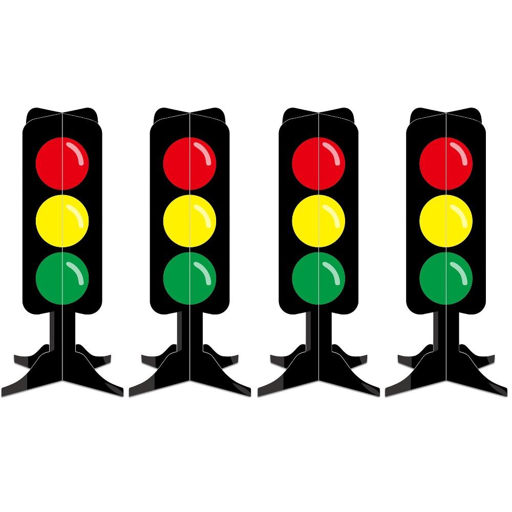 10pcs Traffic Light Racing Car Party Centerpieces 3D Cardboard Traffic Light Fast One Birthday Decorations 10pcs