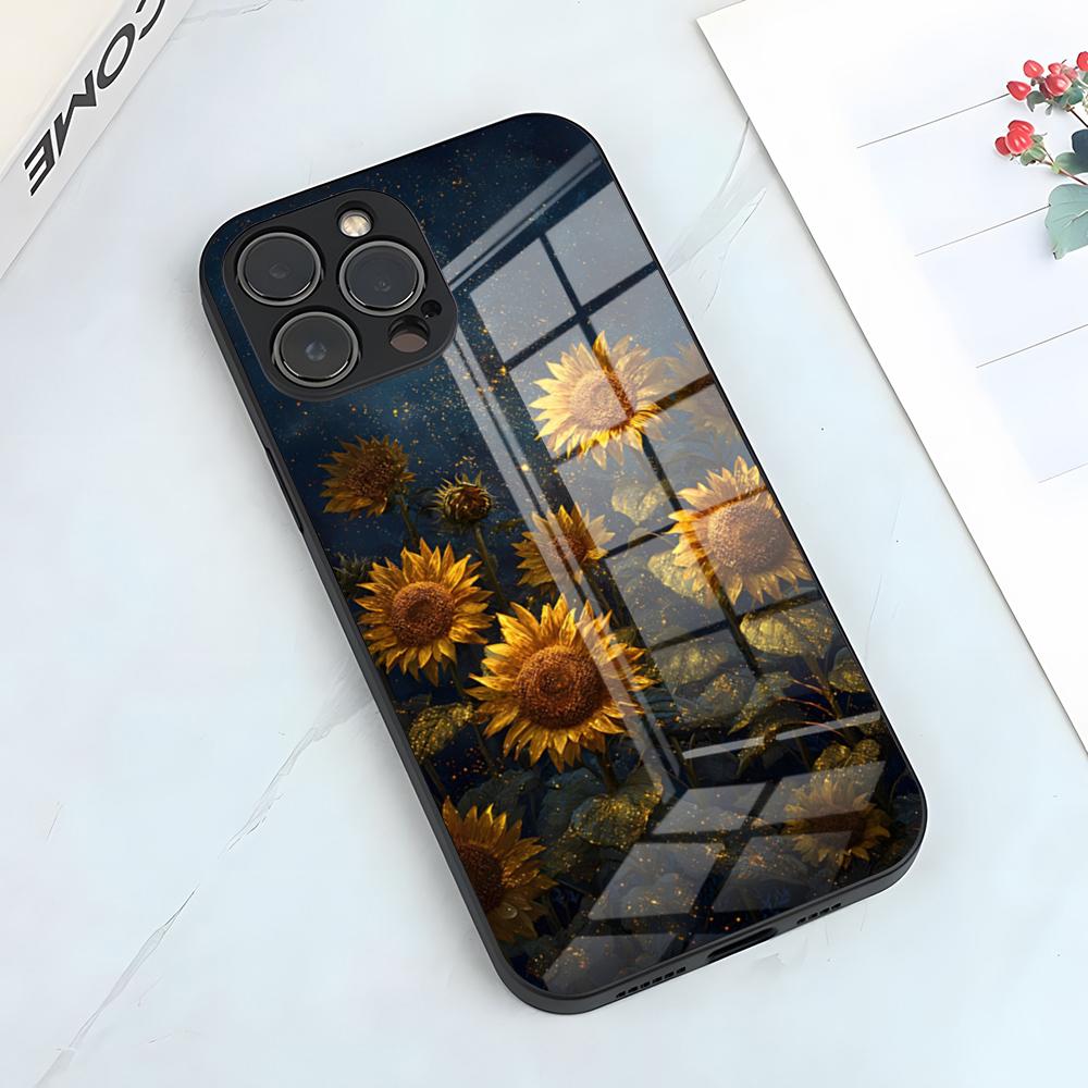 Beautiful Sunflower Phone Case For IPhone 17 Pro Max 15 Pro 16 14 Plus 12 13 Mini 11 Pro Shockproof Glass Cover