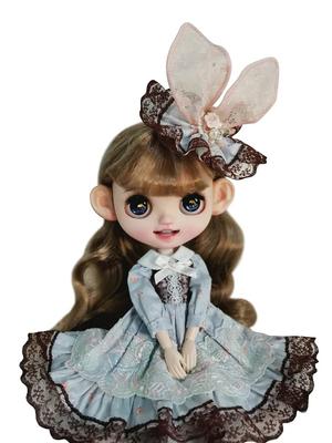 Blythe Obitsu Roupa de Boneca Universal Fantasia Orelhas de Coelho Rosa, 24, Licca-chan, Azone, Vestido,